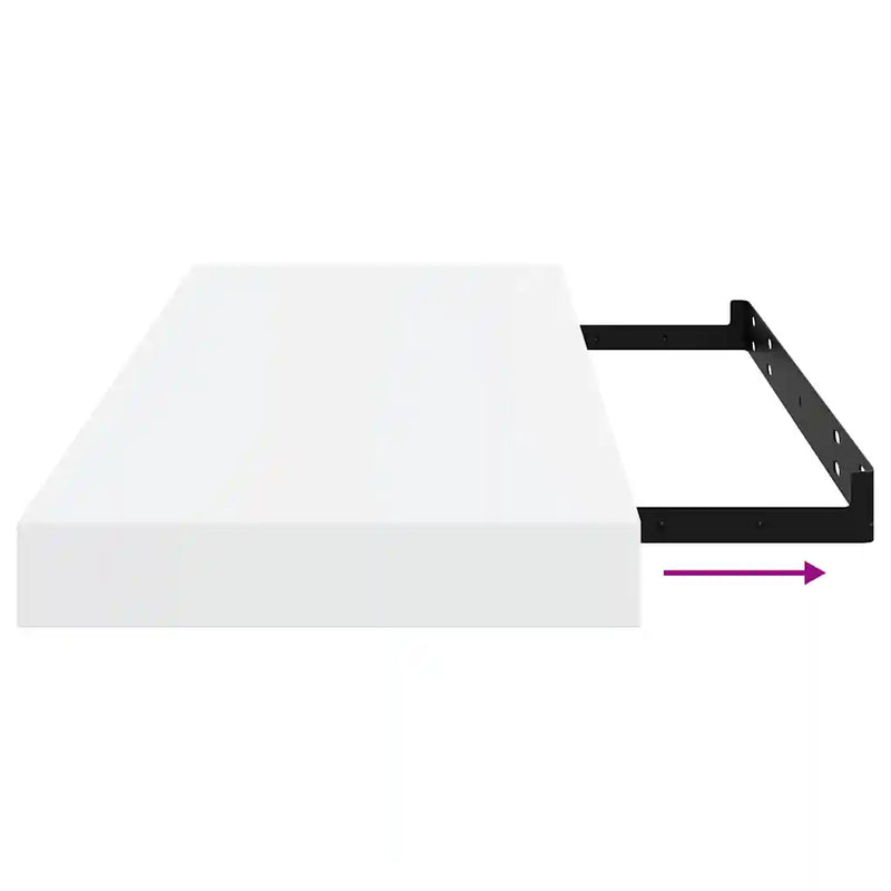 Floating Wall Shelves 2 pcs High Gloss White 60x23.5x3.8 cm MDF