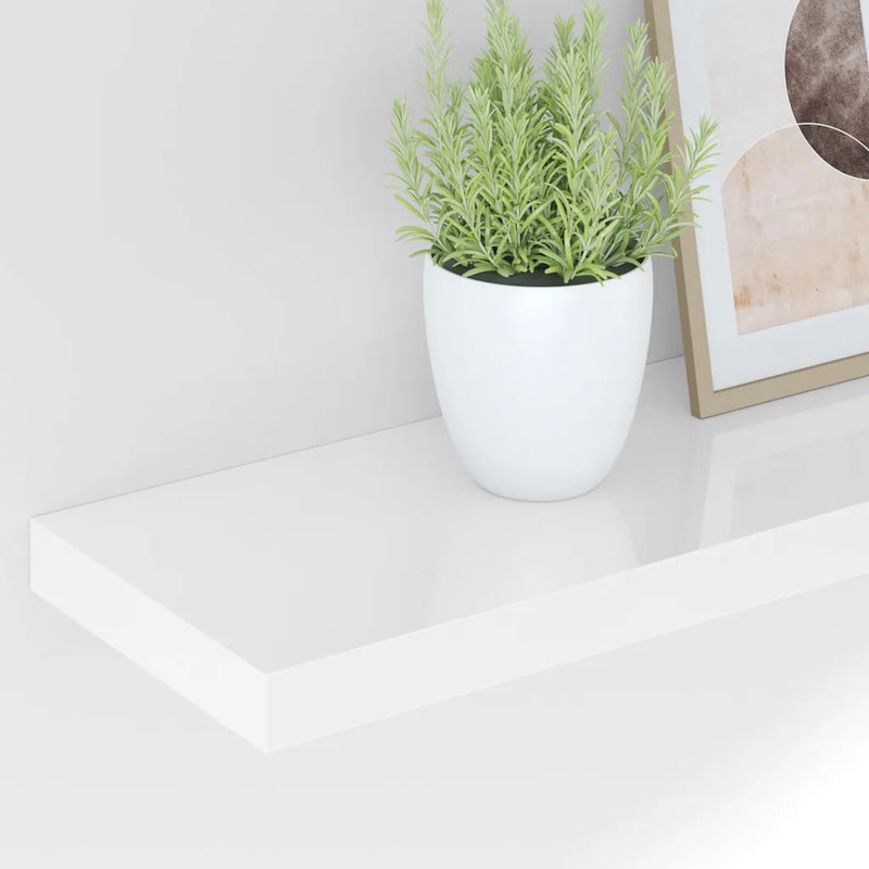 Floating Wall Shelf High Gloss White 90x23.5x3.8 cm MDF