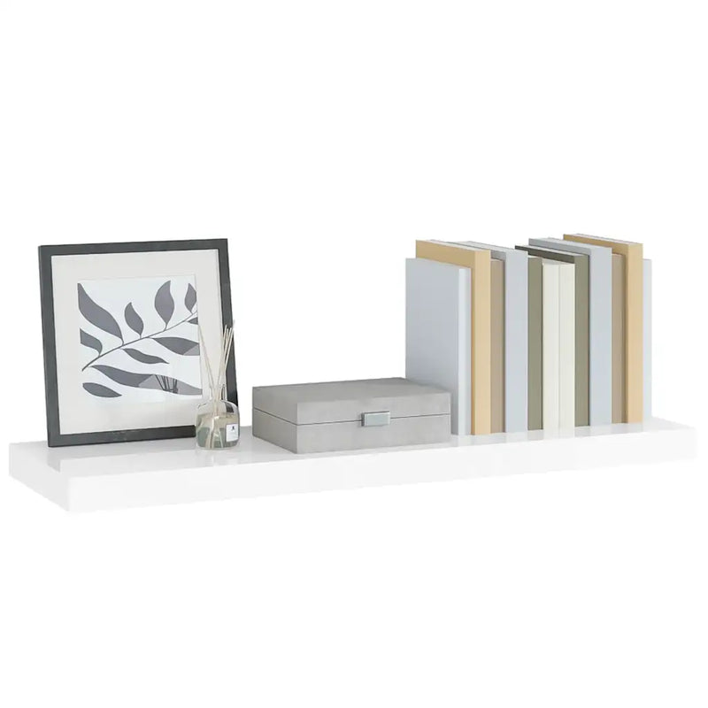Floating Wall Shelf High Gloss White 90x23.5x3.8 cm MDF