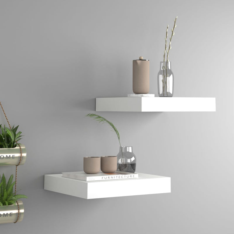vidaXL Floating Wall Shelves 2 pcs White 23x23.5x3.8 cm MDF