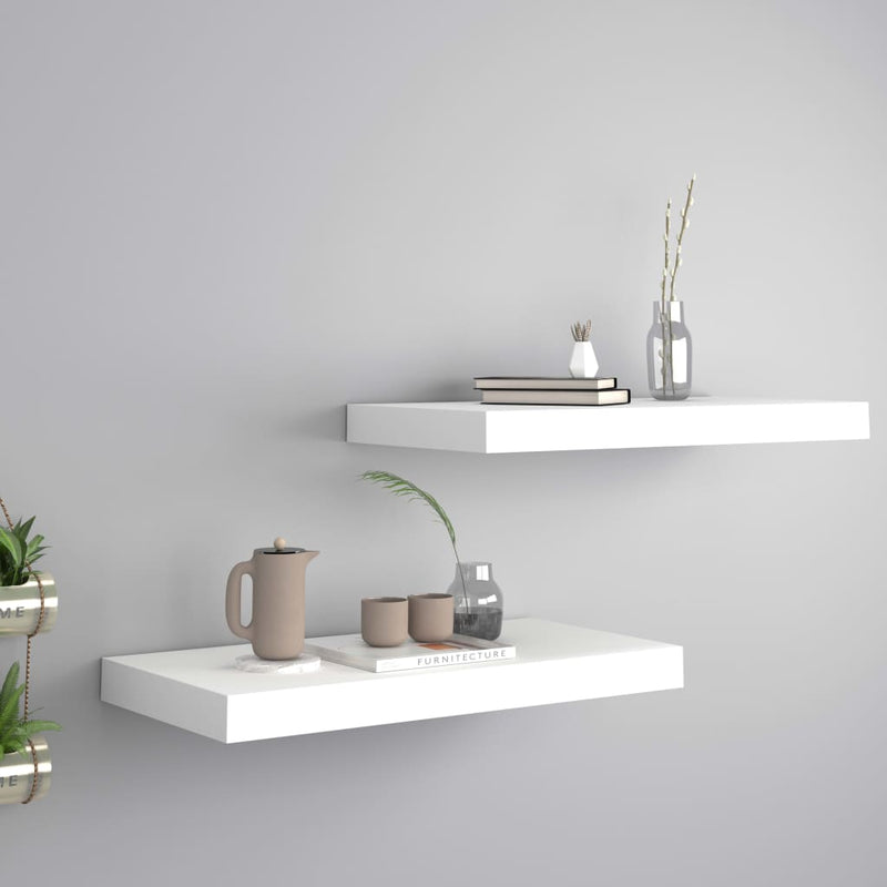 vidaXL Floating Wall Shelves 2 pcs White 50x23x3.8 cm MDF