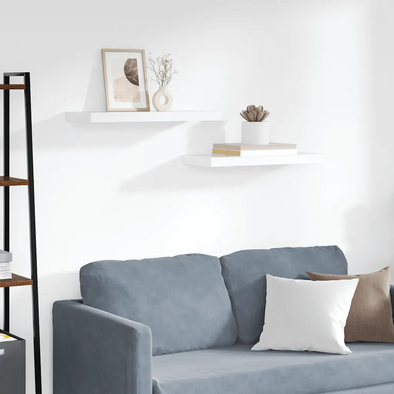 Floating Wall Shelves 2 pcs White 60x23.5x3.8 cm MDF