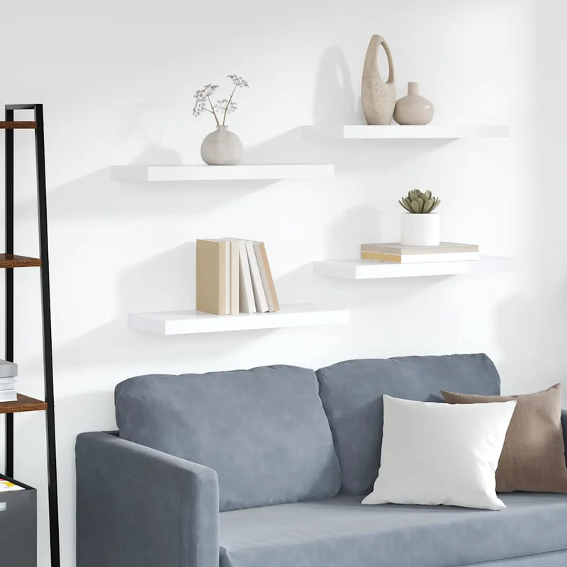 Floating Wall Shelves 4 pcs White 60x23.5x3.8 cm MDF
