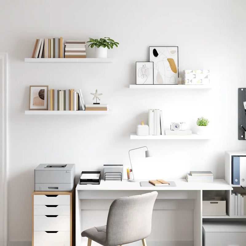 Floating Wall Shelves 4 pcs White 90x23.5x3.8 cm MDF