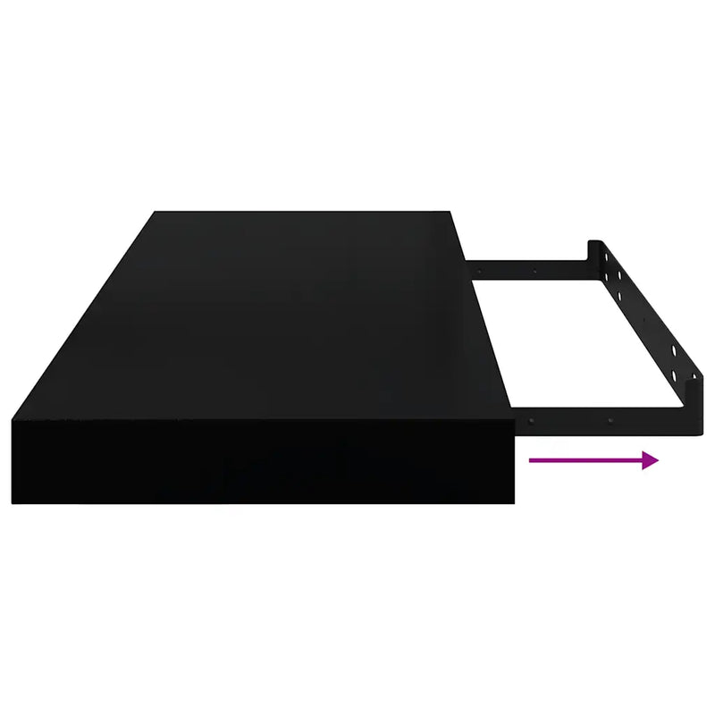 Floating Wall Shelves 2 pcs Black 60x23.5x3.8 cm MDF