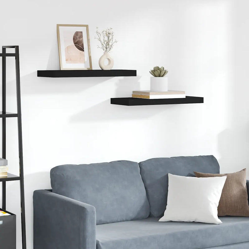 Floating Wall Shelves 2 pcs Black 60x23.5x3.8 cm MDF
