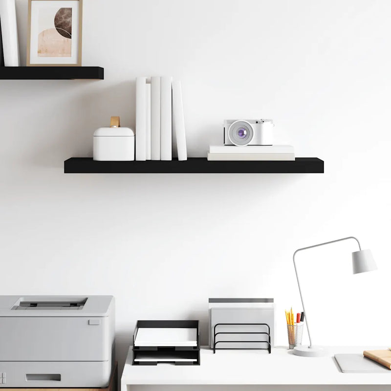 Floating Wall Shelf Black 80x23.5x3.8 cm MDF