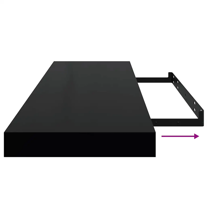 Floating Wall Shelf Black 80x23.5x3.8 cm MDF