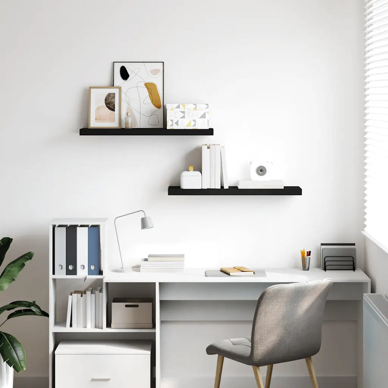 Floating Wall Shelves 2 pcs Black 80x23.5x3.8 cm MDF