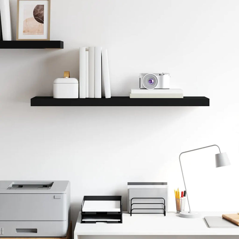 Floating Wall Shelf Black 90x23.5x3.8 cm MDF
