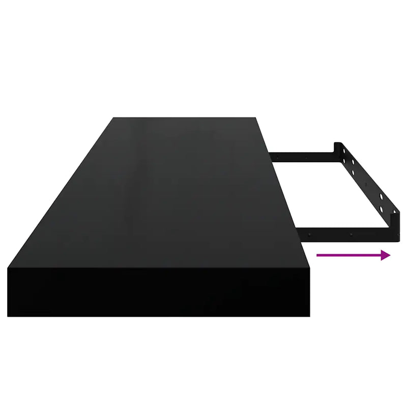 Floating Wall Shelf Black 90x23.5x3.8 cm MDF
