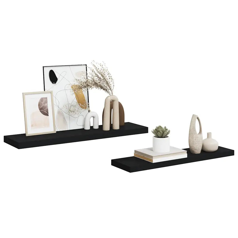 Floating Wall Shelves 2 pcs Black 90x23.5x3.8 cm MDF