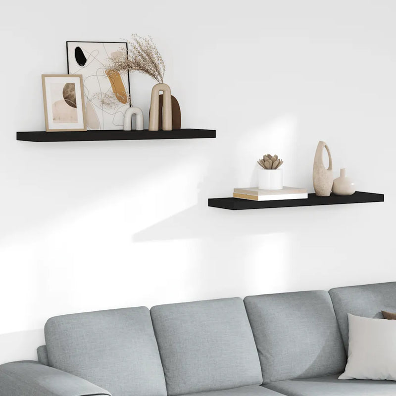 Floating Wall Shelves 2 pcs Black 90x23.5x3.8 cm MDF