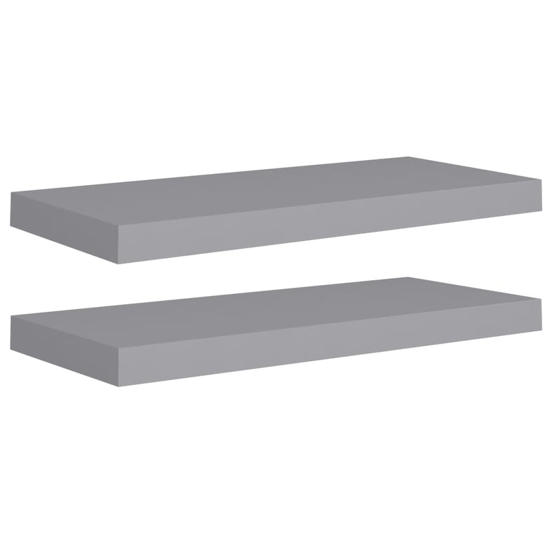 vidaXL Floating Wall Shelves 2 pcs Grey 60x23.5x3.8 cm MDF