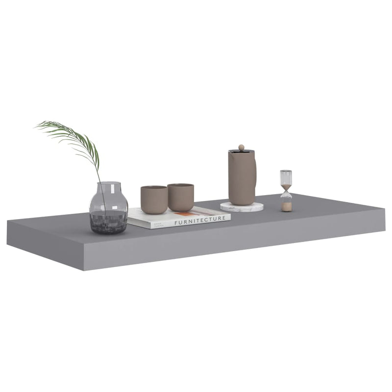 vidaXL Floating Wall Shelves 2 pcs Grey 60x23.5x3.8 cm MDF