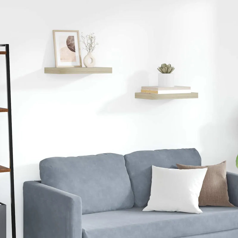 Floating Wall Shelves 2 pcs Oak 40x23x3,8 cm MDF