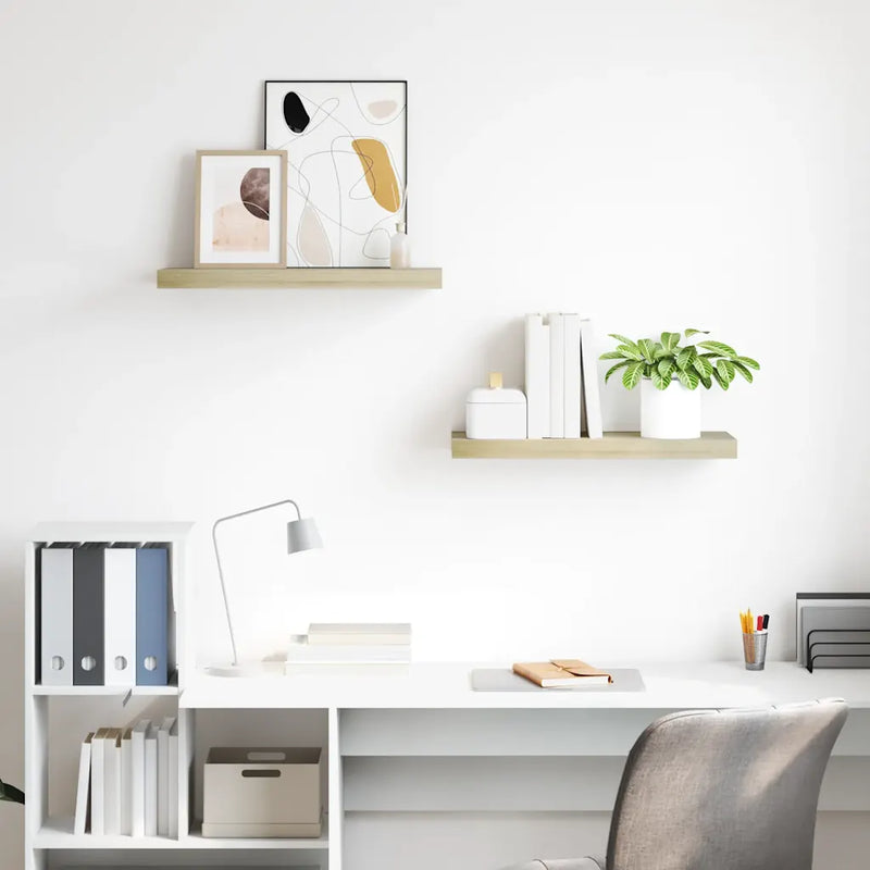 Floating Wall Shelves 2 pcs Oak 60x23.5x3.8 cm MDF
