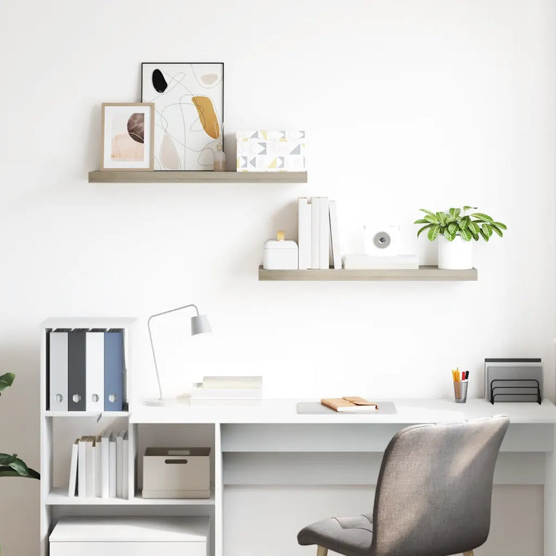 Floating Wall Shelves 2 pcs Oak 80x23.5x3.8 cm MDF