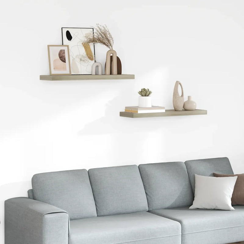 Floating Wall Shelves 2 pcs Oak 80x23.5x3.8 cm MDF