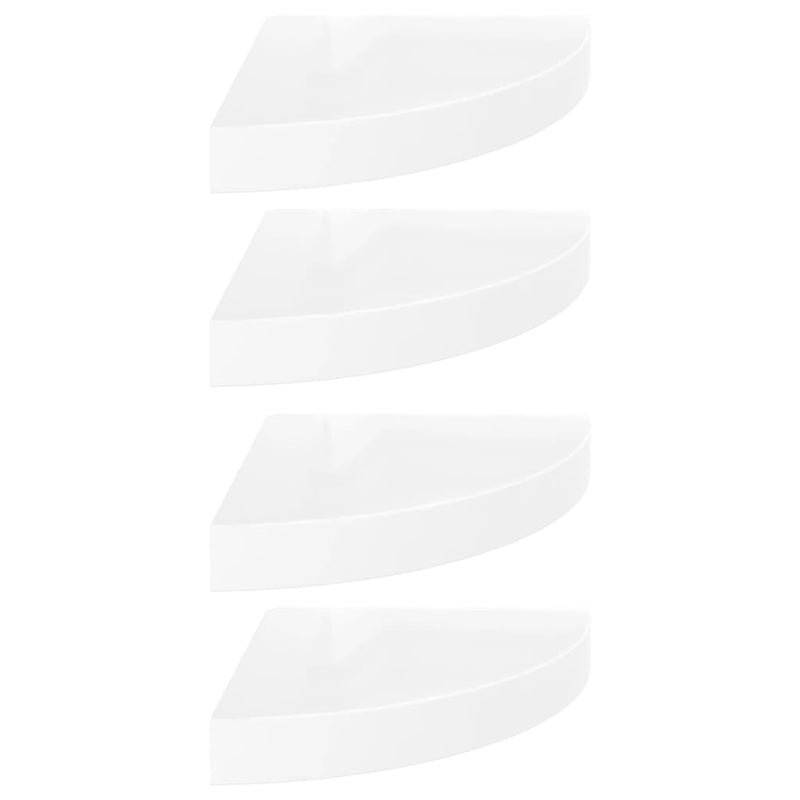 vidaXL Floating Corner Shelves 4 pcs High Gloss White 25x25x3.8 cm MDF