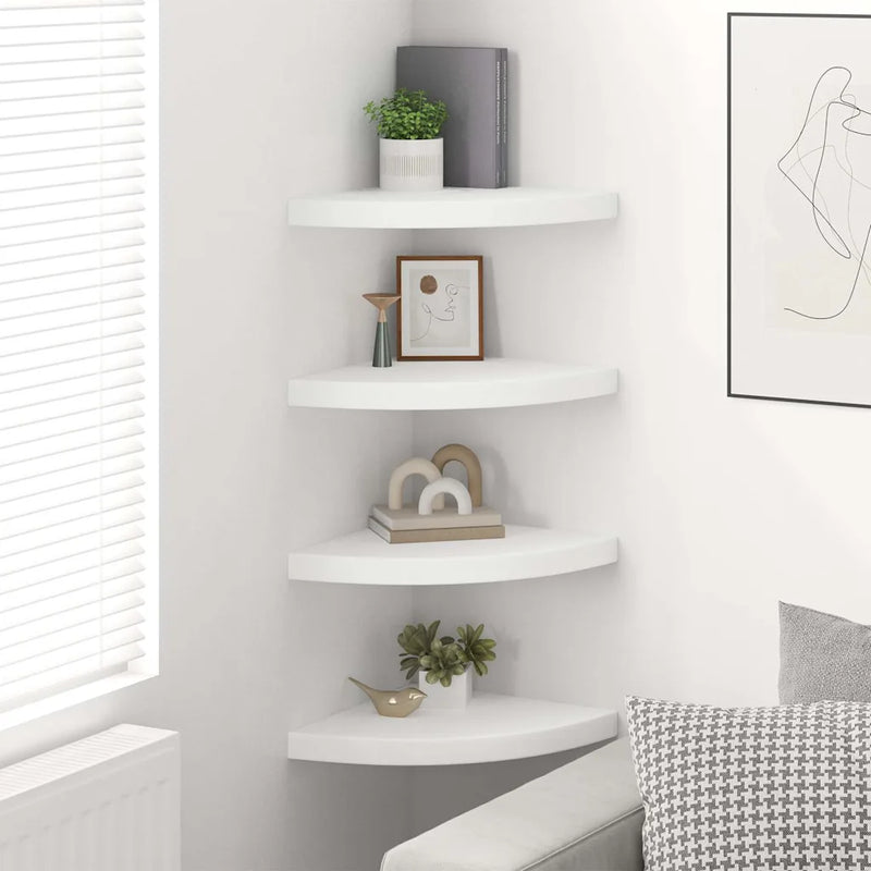 Floating Corner Shelves 4 pcs White 35x35x3.8 cm MDF