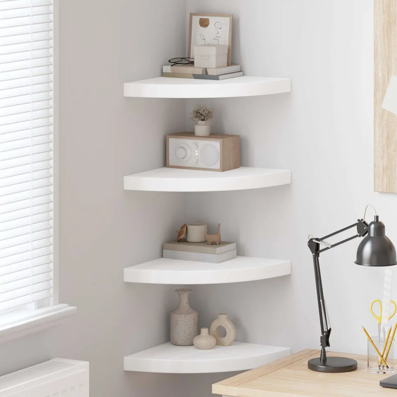 Floating Corner Shelves 4 pcs White 35x35x3.8 cm MDF