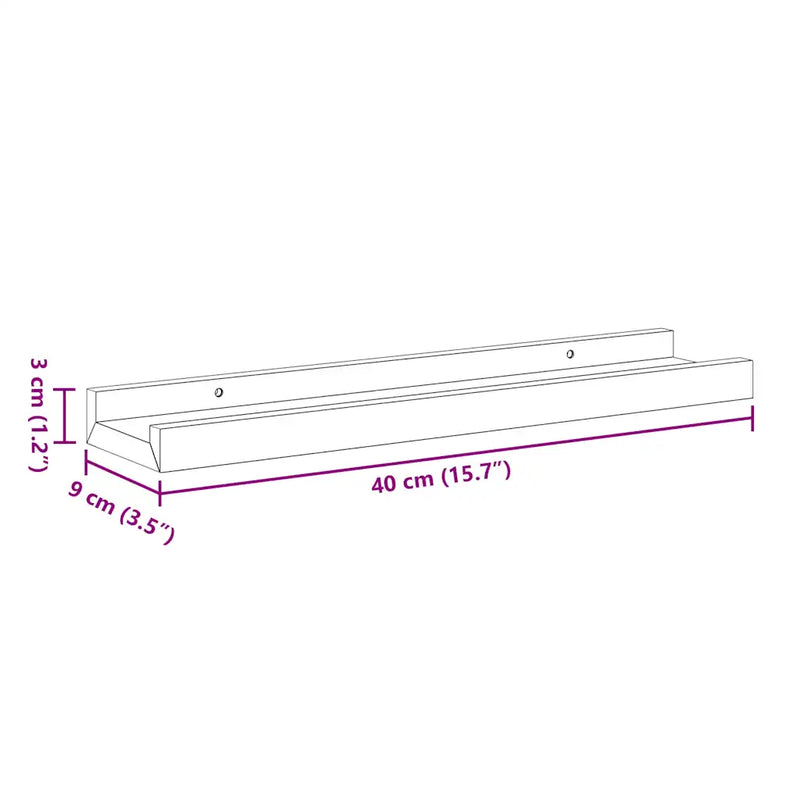 Picture Frame Ledge Shelves 2 pcs White 40x9x3 cm MDF