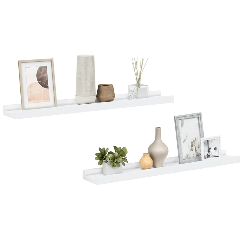 Picture Frame Ledge Shelves 2 pcs White 60x9x3 cm MDF