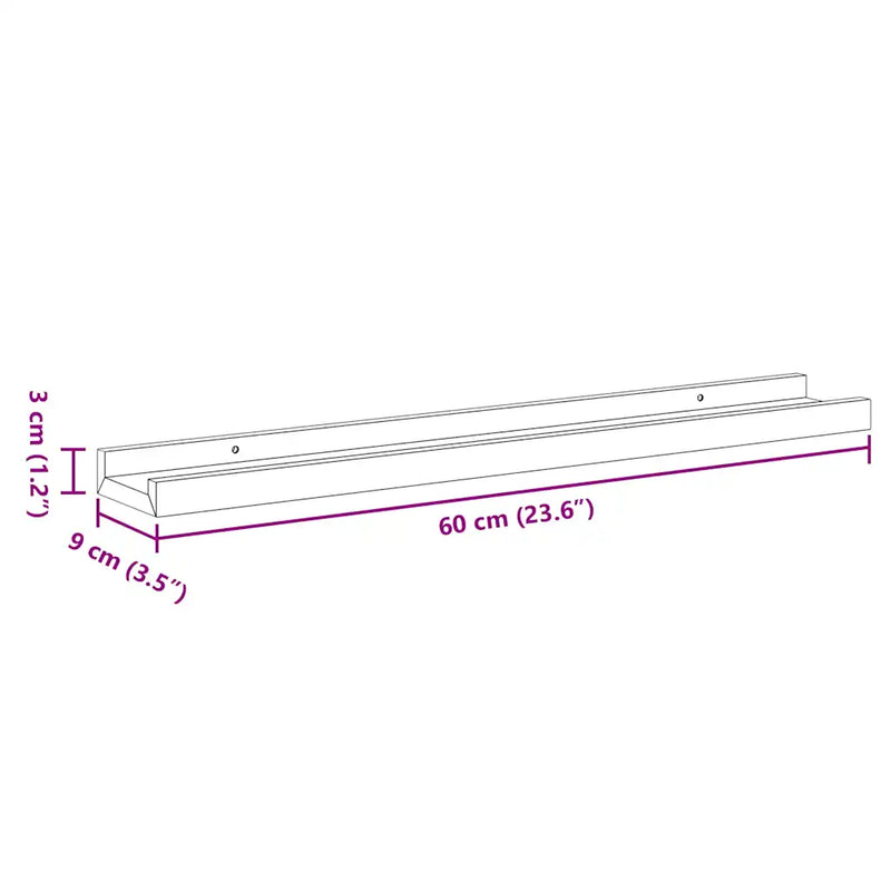 Picture Frame Ledge Shelves 2 pcs White 60x9x3 cm MDF