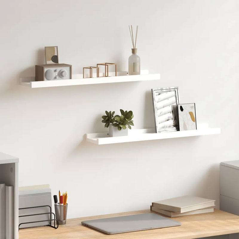 Picture Frame Ledge Shelves 2 pcs White 60x9x3 cm MDF