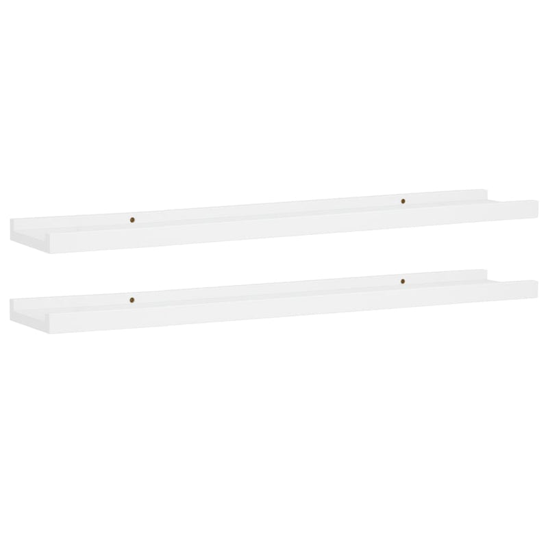 vidaXL Picture Frame Ledge Shelves 2 pcs White 80x9x3 cm MDF