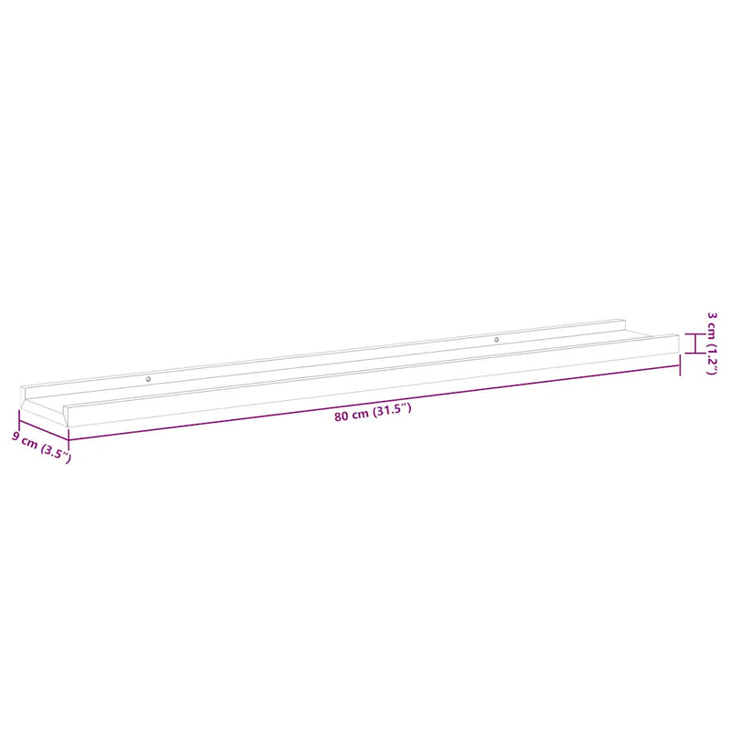 Picture Frame Ledge Shelves 2 pcs White 80x9x3 cm MDF