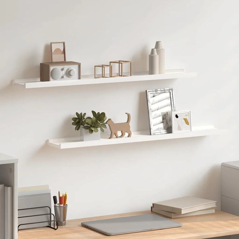 Picture Frame Ledge Shelves 2 pcs White 80x9x3 cm MDF