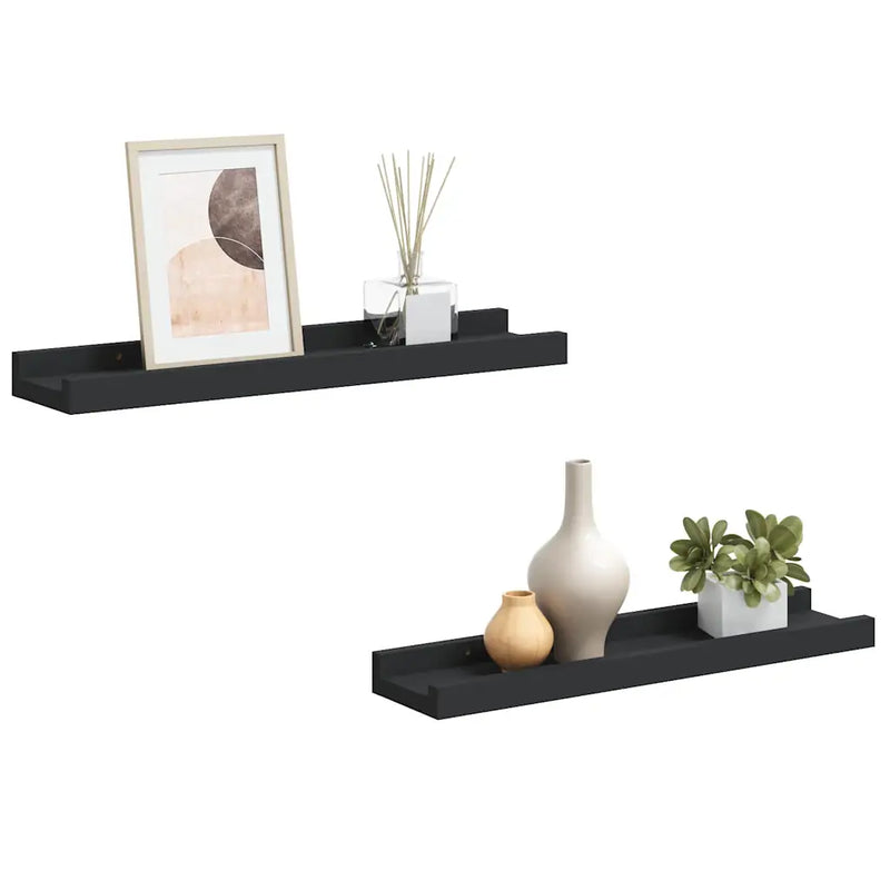 Picture Frame Ledge Shelves 2 pcs Black 40x9x3 cm MDF