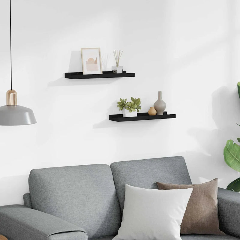 Picture Frame Ledge Shelves 2 pcs Black 40x9x3 cm MDF