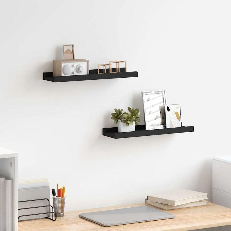 Picture Frame Ledge Shelves 2 pcs Black 40x9x3 cm MDF