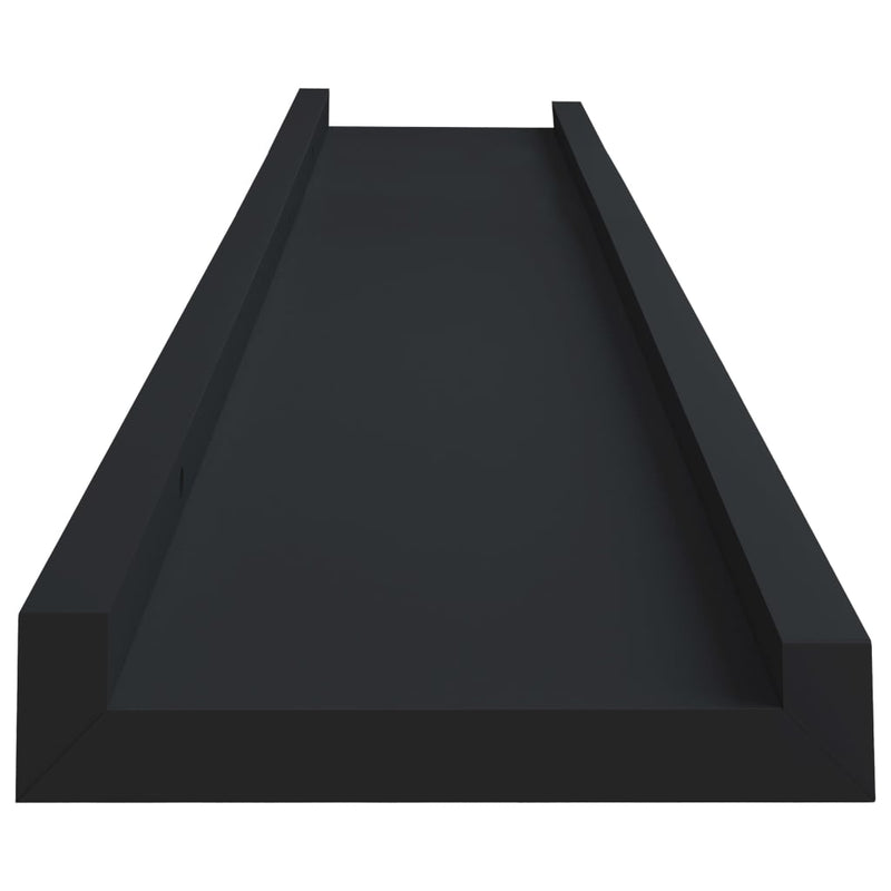 vidaXL Picture Frame Ledge Shelves 2 pcs Black 80x9x3 cm MDF