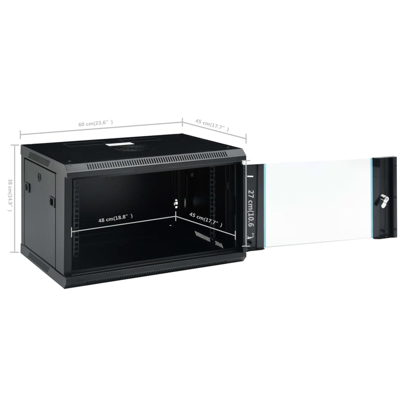 vidaXL 6U Wall Mounted Network Cabinet 19" IP20 600x450x350 mm