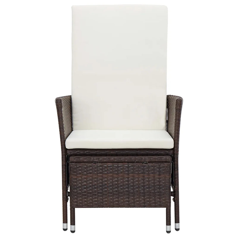 Reclining Garden Chair with Cushions Poly Rattan Brown
