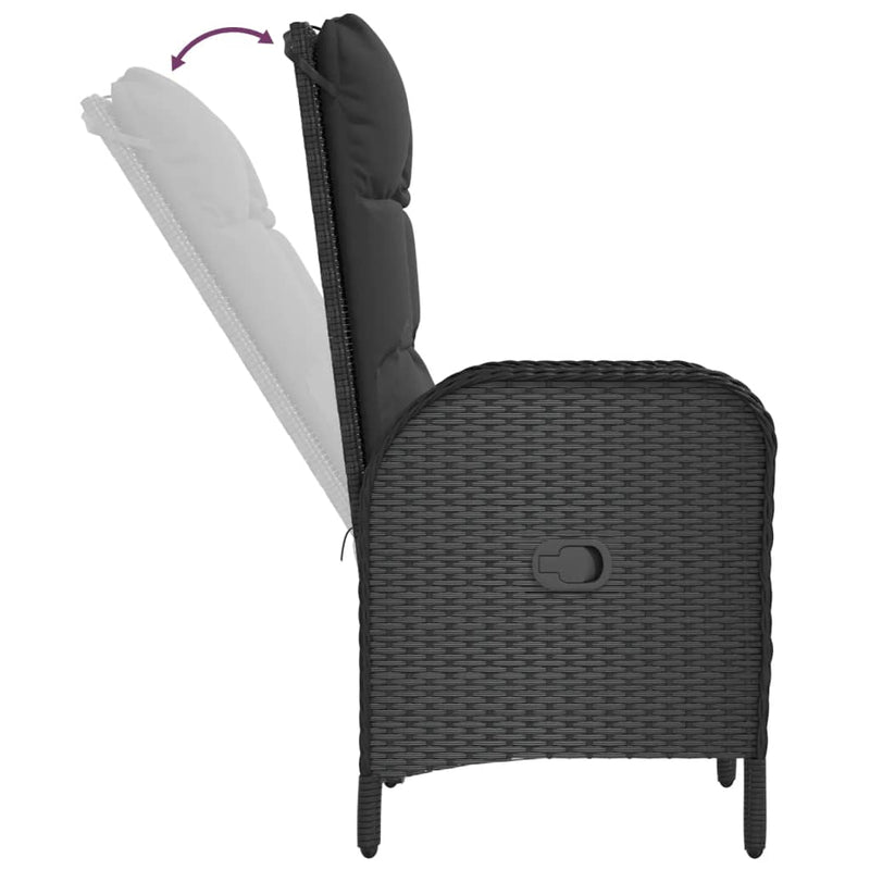 vidaXL Outdoor Chairs 2 pcs Poly Rattan Black