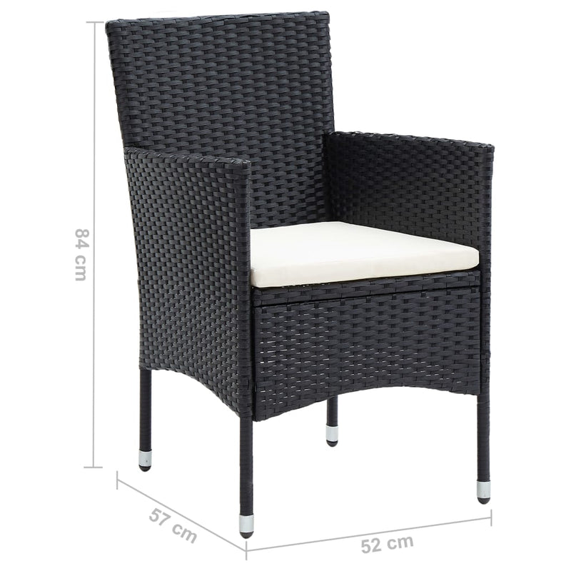 vidaXL Garden Dining Chairs 4 pcs Poly Rattan Black