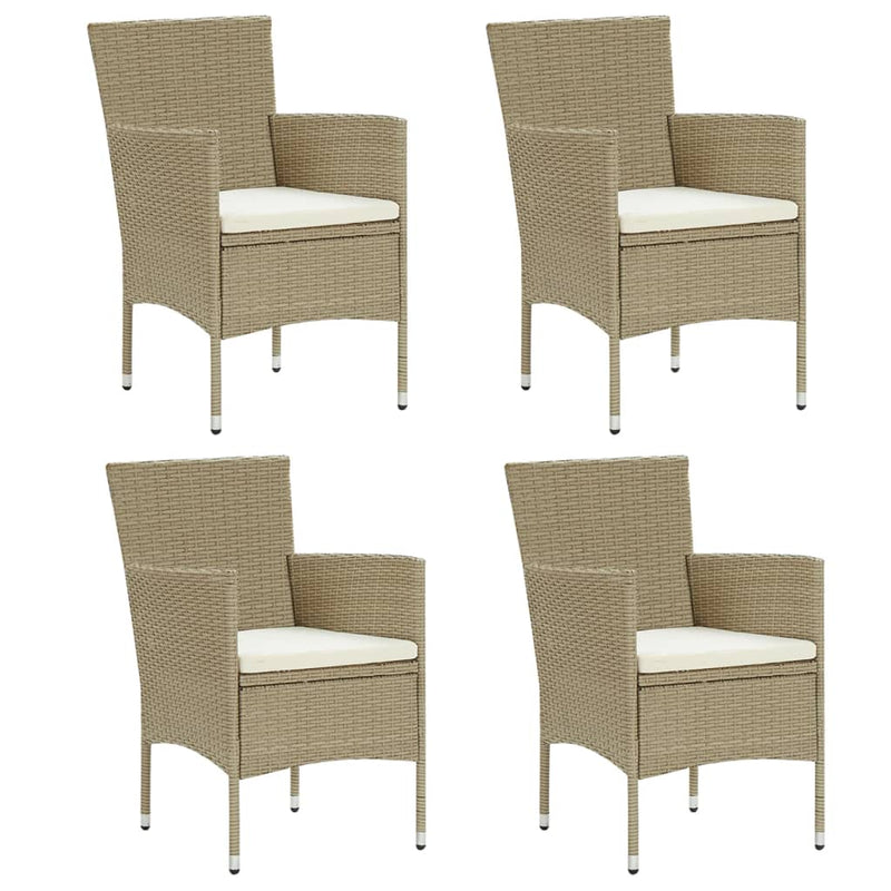 Garden Dining Chairs 4 pcs Poly Rattan Beige