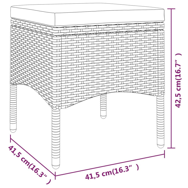 vidaXL 4 Piece Garden Chair and Stool Set Poly Rattan Grey