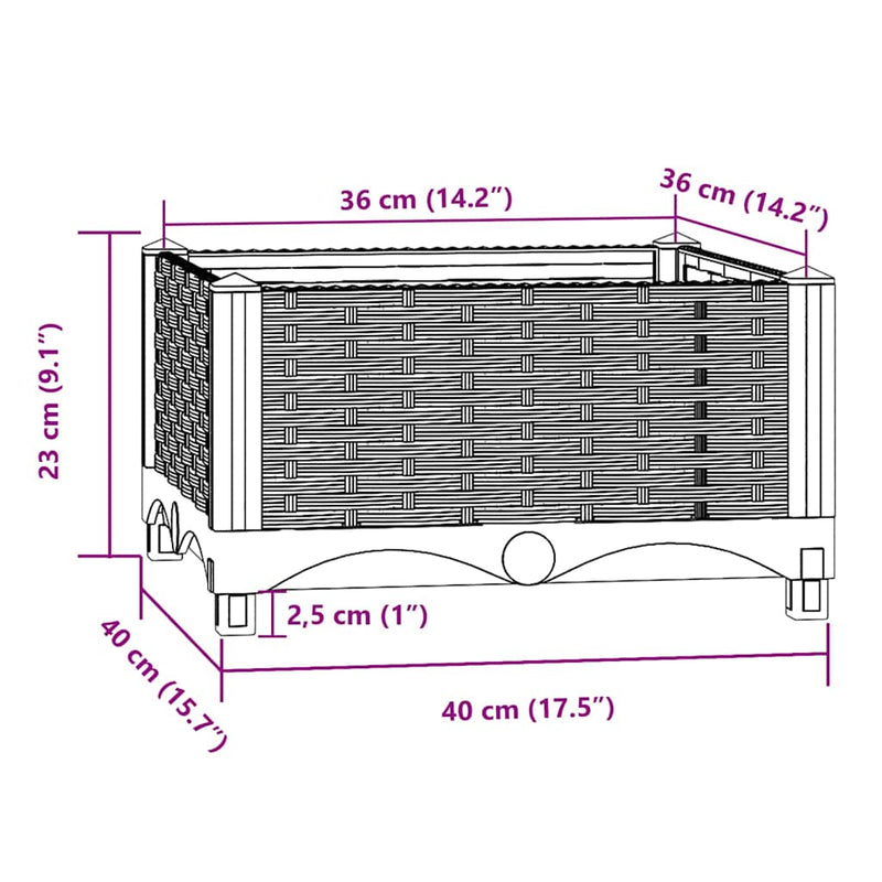 vidaXL Raised Bed 40x40x23 cm Polypropylene