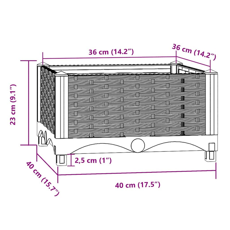 vidaXL Raised Bed 40x40x23 cm Polypropylene