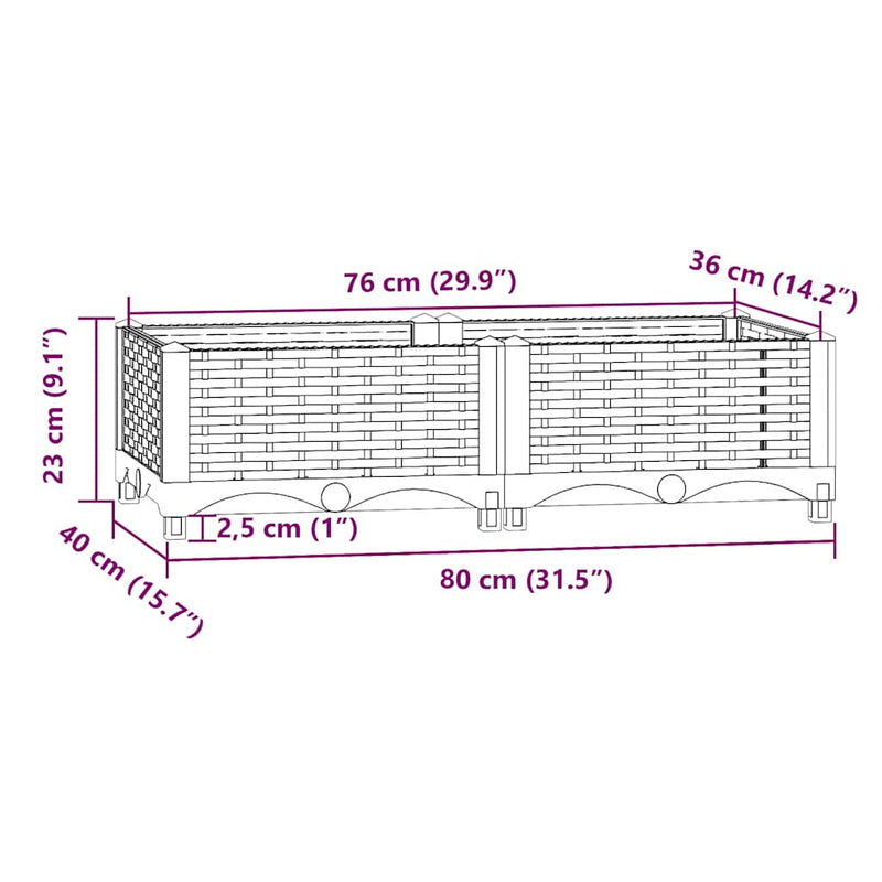 vidaXL Raised Bed 80x40x23 cm Polypropylene