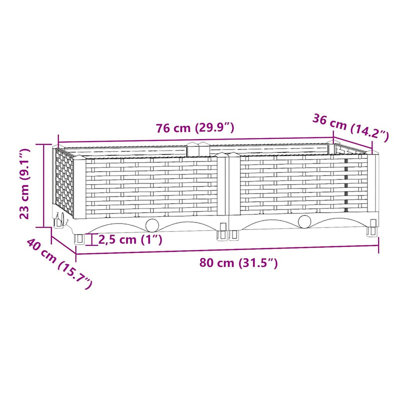 vidaXL Raised Bed 80x40x23 cm Polypropylene