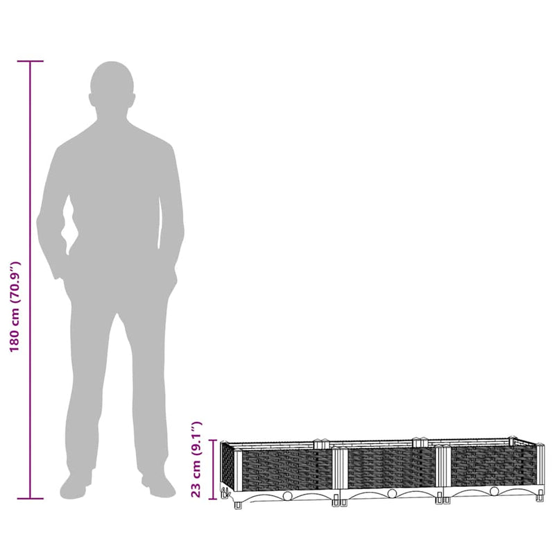 vidaXL Raised Bed 120x40x23 cm Polypropylene