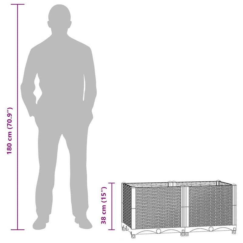 vidaXL Raised Bed 80x40x38 cm Polypropylene
