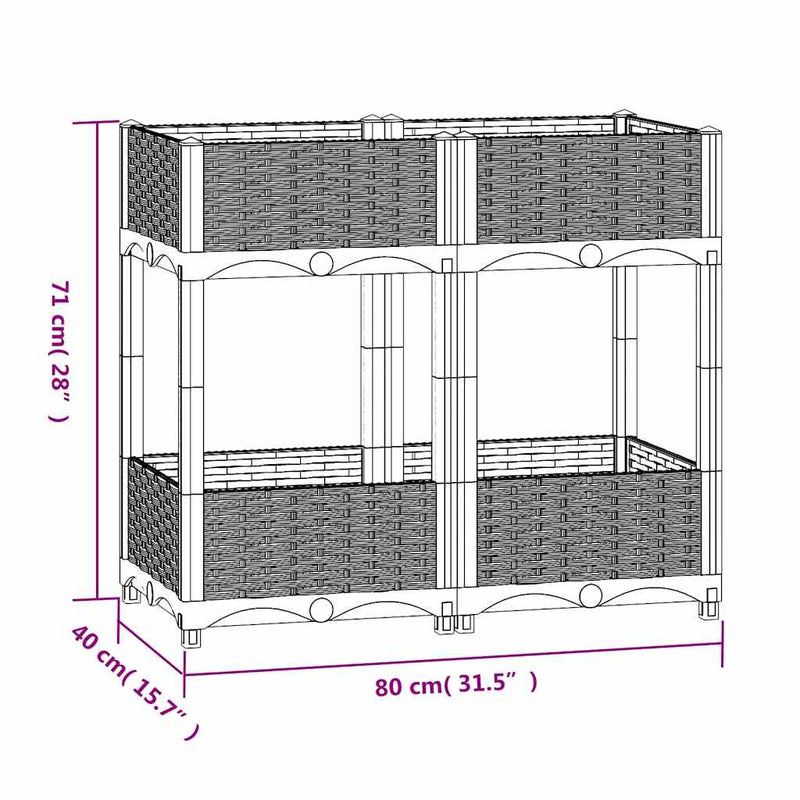 vidaXL Raised Bed 80x40x71 cm Polypropylene